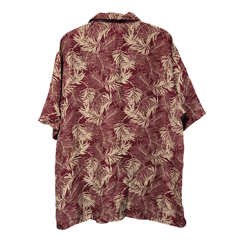 Firethorn Mens Silk Tropical Leaf Print Short Sleeve Button Up Shirt XL - Picture 5 of 7